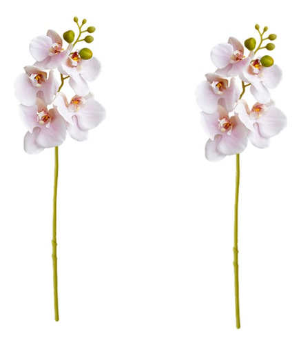 2 Flor Artificial Latex Real Tacto Phalaenopsis Ramo Tallo