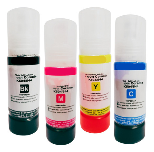 Kit 4 Refil Tinta Para Epson L3110 L3150 L3210 L3250