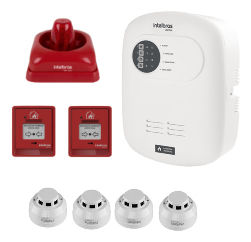 Kit Alarme Incêndio Intelbras Cic 06 L Bateria Sav420 Amc421