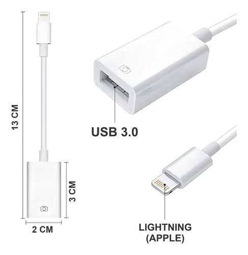 Cabo Adaptador Otg Usb P/ Lightning Compatível Com iPhone