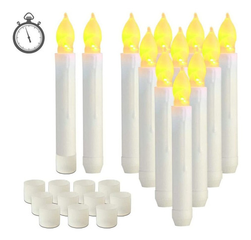 12pcs Llevaron Cono Velas Sin Llama Con 6h Temporizador...