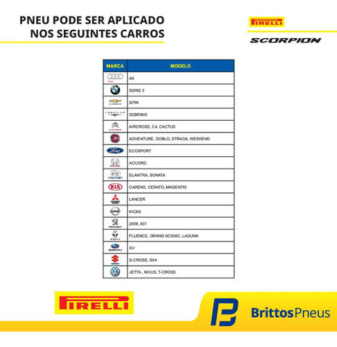 Kit 2 Pneus Pirelli Aro 16 Scorpion (ks) 205/60 R16 92h