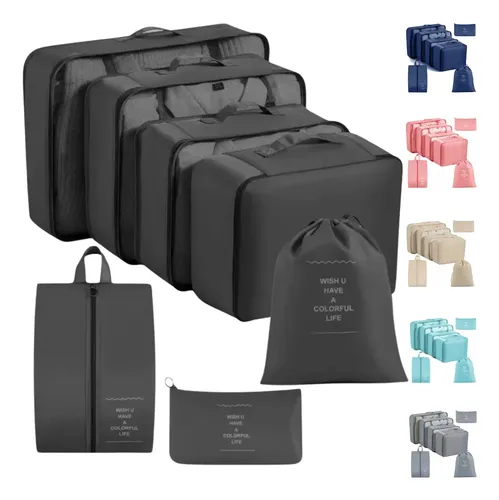 Kit 7 Peças Organizador Malas De Viagem Bolsas Necessaire