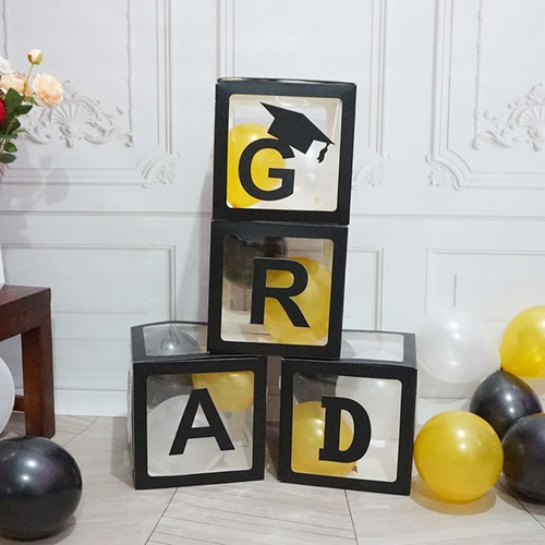 Cajas Con Globos De Graduación, Cartas, Decoración De Gradua