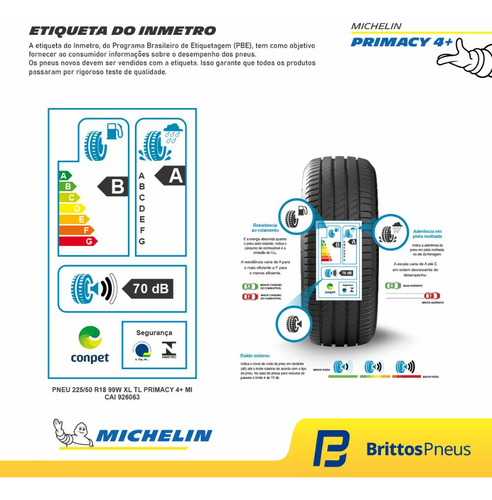 Pneu Corolla Cross Aro 18 Michelin Primacy 4+ 225/50 R18