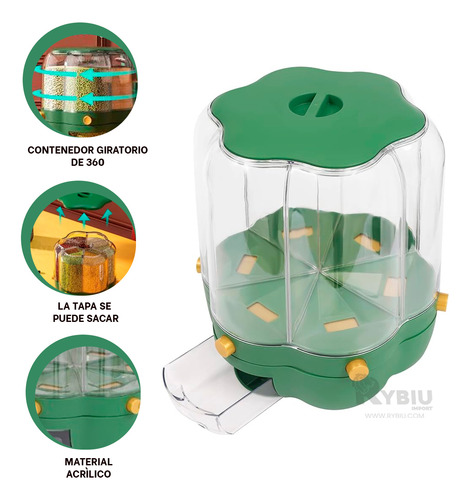 Expendedor Resistente De Comida En Verde Y+ligas De Regalo