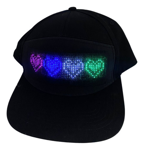 Gorra Led Con Display Bluetooth Usb Visera Luminosa Cotillon