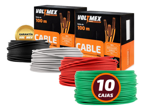 10 Cajas Cable Electrico Calibre 10 Con 100 Metros Cada Una