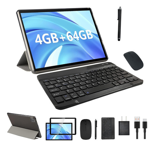 Tablet 10 Pulgadas Con Teclado Y Accesorios Memoria 4+64 Gb 