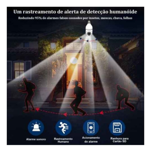 Câmera De Segurança Lâmpada Wifi Com Visão Noturna Interna