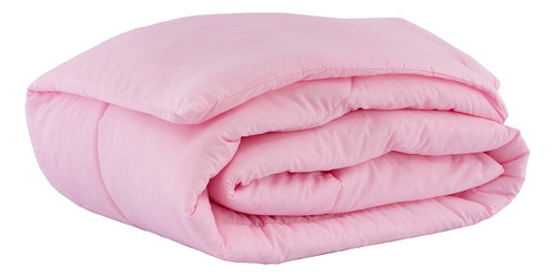 Edredom Dupla Face Casal Padrão 180 Fios Algodão Conforto Cor Rosa Desenho Do Tecido Liso