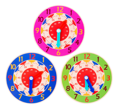 Reloj De Madera Con Dibujos Animados, Juguete De Aprendizaje