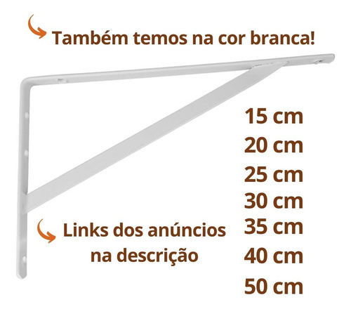 Mão Francesa 50cm - Kit Com 6 Suportes + Parafusos - Cantoneira Industrial - Cor Preto - Suporte para Prateleira de Madeira