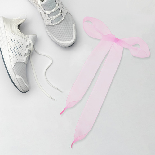 1 Par De Cordones Planos Satinados Con Cinta De Chifón Color