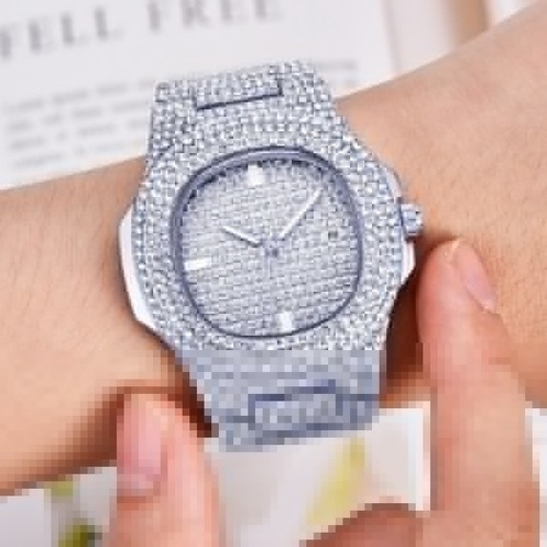 Moda Iced Out Reloj Hombres Diamante Acero Reloj