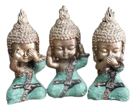 Buda Principe Trio Ciego Sordo Mudo Decoracion Resina