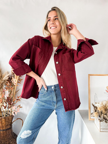 Camisaco Lulyna Mujer Camisa Gabardina Oversize