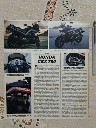 Recorte Matéria Reportagem Teste Honda Cbx 750 F Anúncio 