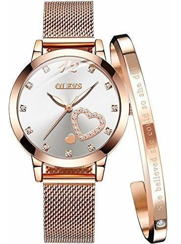 Reloj De Pulsera Para Mujer Color Oro Rosa Reloj De Moda Res