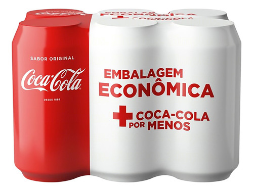 Pack Refrigerante Coca-Cola Original Lata 6 Unidades 350ml Cada Embalagem Econômica