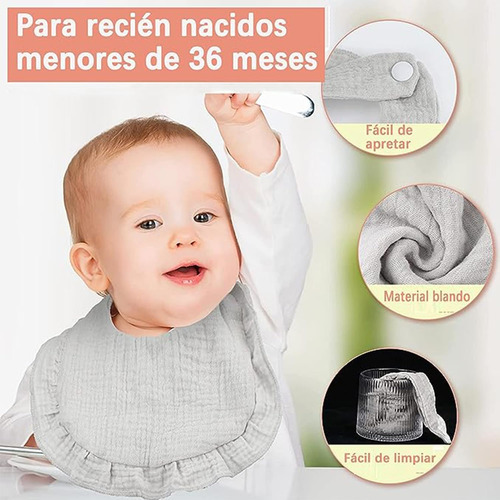 Baberos De Algodón Para Bebé 5 Piezas Suaves Y Absorbentes
