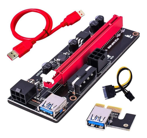Imagen 1 de 7 de Riser Ver 009s Pcie 6pin 16x Mineria Express Usb Eth Btc