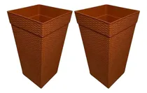 Comprar 2 Vasos Quadrado Para Flores Planta Jardim Marromu002Fbranco 10l