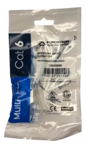 Kit 50 Conectores Rj45 Femea Keystone Furukawa Multilan Cat6