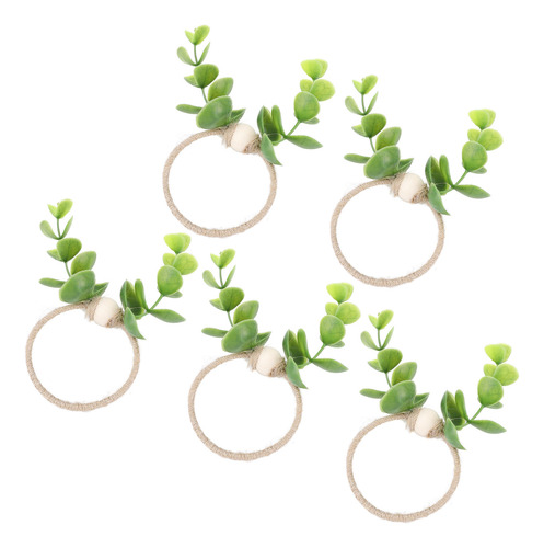 Servilleteros Plant Rope Con Cuentas De Madera, 10 Unidades,