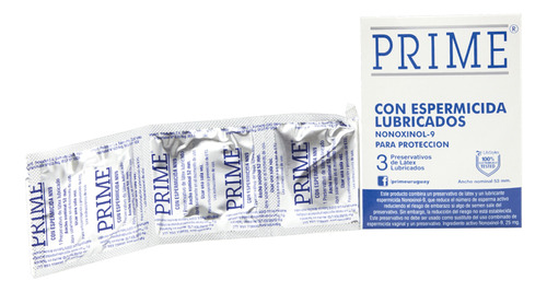Preservativos Prime Espermicida Caja X3 Unidades C/u Pack X5