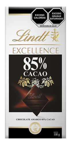 Barra De Chocolate Amargo 85% Cacao Excellence Lindt 100gr