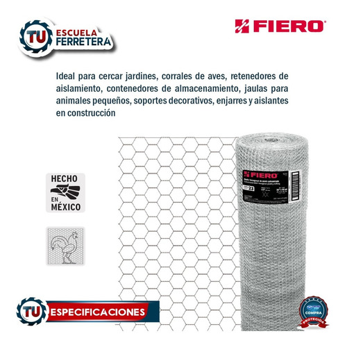 Malla Acero Galvanizado Hexagonal 13 Mmx0.90 M Fiero 44655