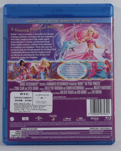 Película Barbie La Princesa De Las Perlas Blu-ray (Usado)