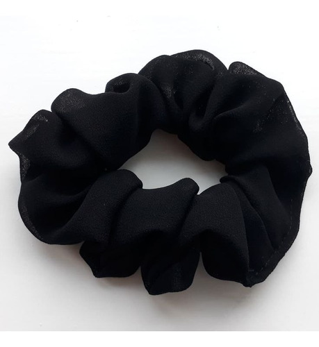 Scrunchie Negro Colitas De Tela Elasticas Para El Pelo