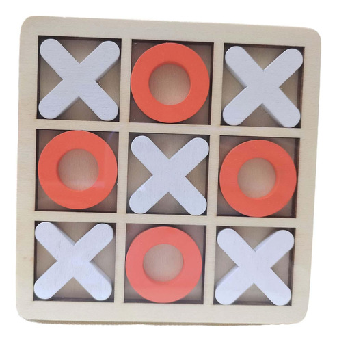 Juego De Mesa De Madera Tic Tac Toe, Juguete Naranja Blanco