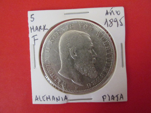 Antigua Moneda 5 Mark Imperio Aleman Plata Año 1895 Escasa