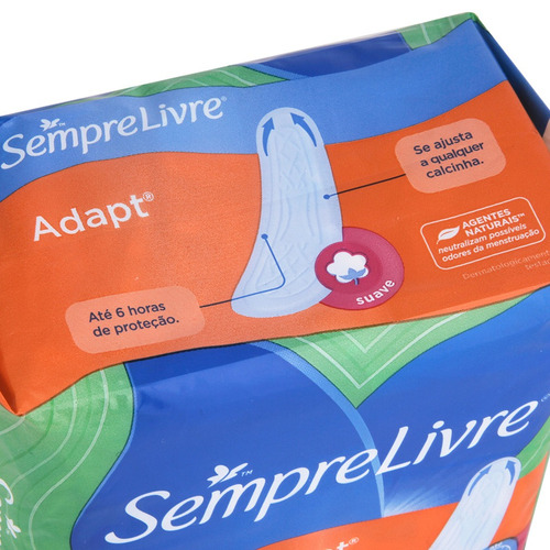 Imagem 2 de 3 de Absorventes femininos Sempre Livre Adapt Suave sem Abas 8 u
