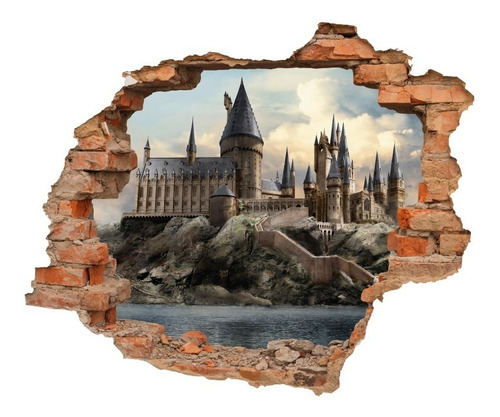 Decoración En Vinil Harry Potter Sticker Pared Rota 65x55cm Color Multicolor