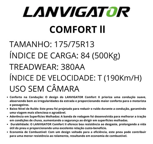 Pneu 175/75r13 84t Lanvigator Comfort 2 Sl