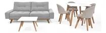 Comprar Combo Set De Comedor Lugo Matiz Y Sala Suiza Color Plata\u002FTaupe Diseño de la tela de las sillas Dorsey