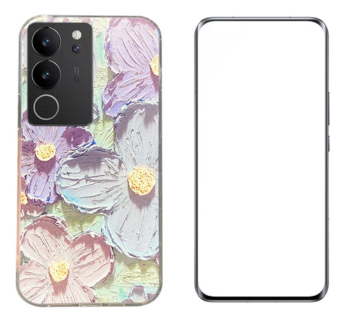 Funda Para Vivo V30 Lite 5g Flores Tener Vidrio Membrana [u]