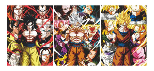 Cuadro Decorativo Lenticular Goku Dragon Ball Sagas 3 En 1