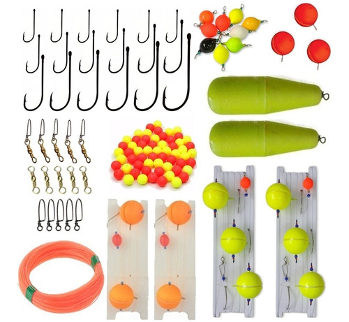 Kit Articulos Pesca Completo Pejerrey Lineas Yo Yo Anzuelos