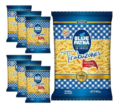 Fideos Tirabuzon Harina De Arroz Sin Tacc Blue Patna X 6