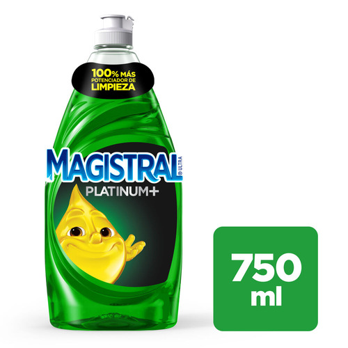 Detergente Liquido Magistral Platinum Plus 750ml Limon Verde