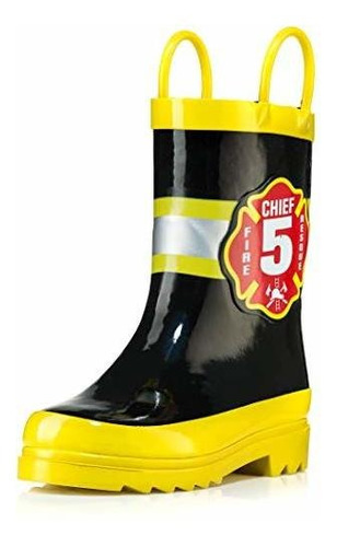 Negro Fuego De Accessowear Little Boy Jefe Botas De Lluvia -