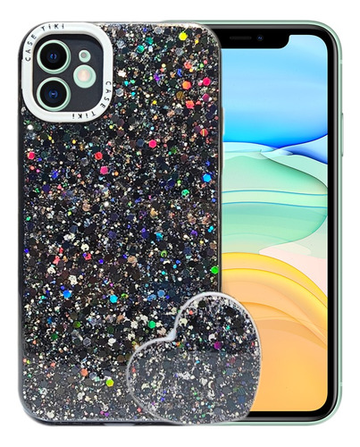 Carcasa Para iPhone 11 Glitter Incluye Pop Socket