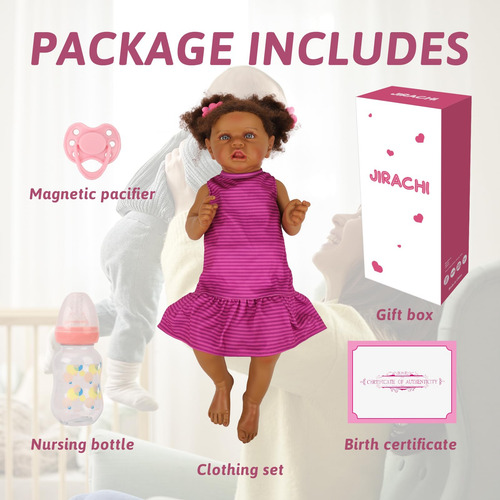 Muñeca Reborn Afroamericana De Vinilo Suave Kit De Regalo