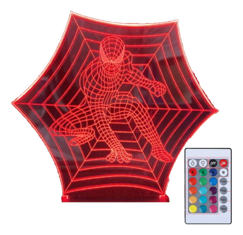 Lámpara Led 3d Spiderman Hombre Araña Telaraña Base 7colores Color de la estructura Negro