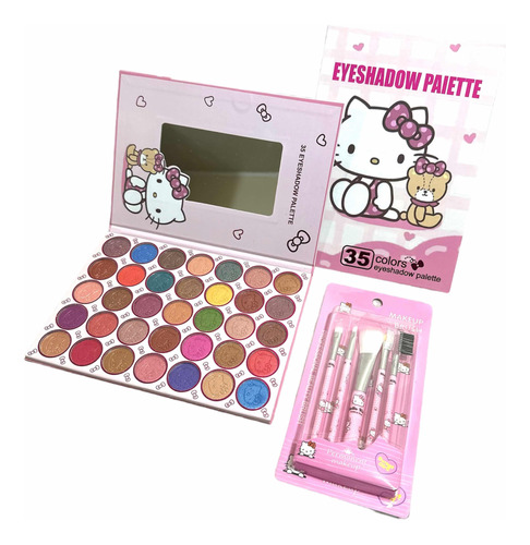 Paleta Sombra De Ojos Mas Set De Brochas Hello Kitty